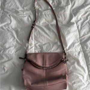 Blush Pink Faux Leather Crossbody Purse – Medium Size, Adjustable Strap